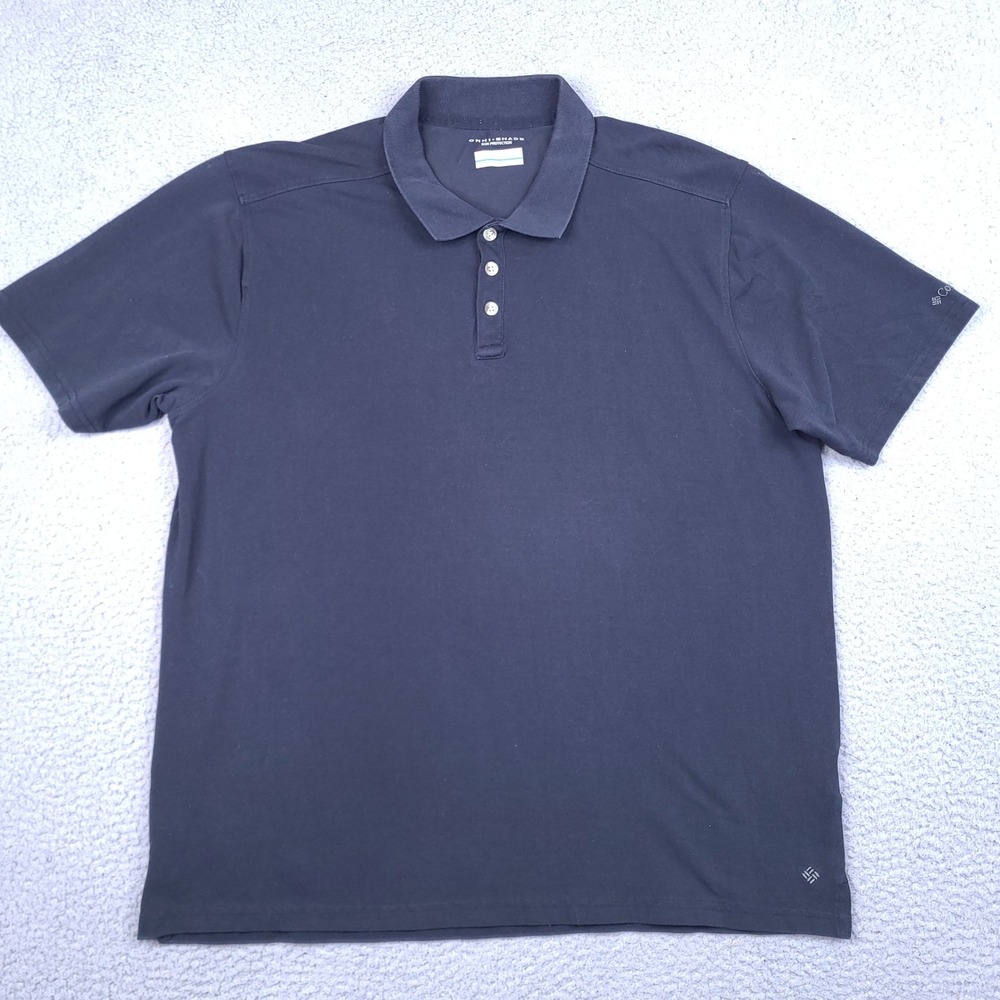 Columbia Mens Omni-Shade Polo Shirt XL Black Short Sleeve Sun Protection